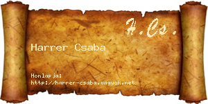 Harrer Csaba névjegykártya